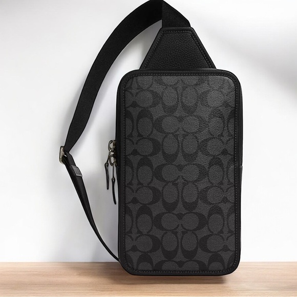 COACH SULLIVAN SHOULDER PACK  Dark Goth Signature Coated Canvas Leather … - Picture 9 of 16